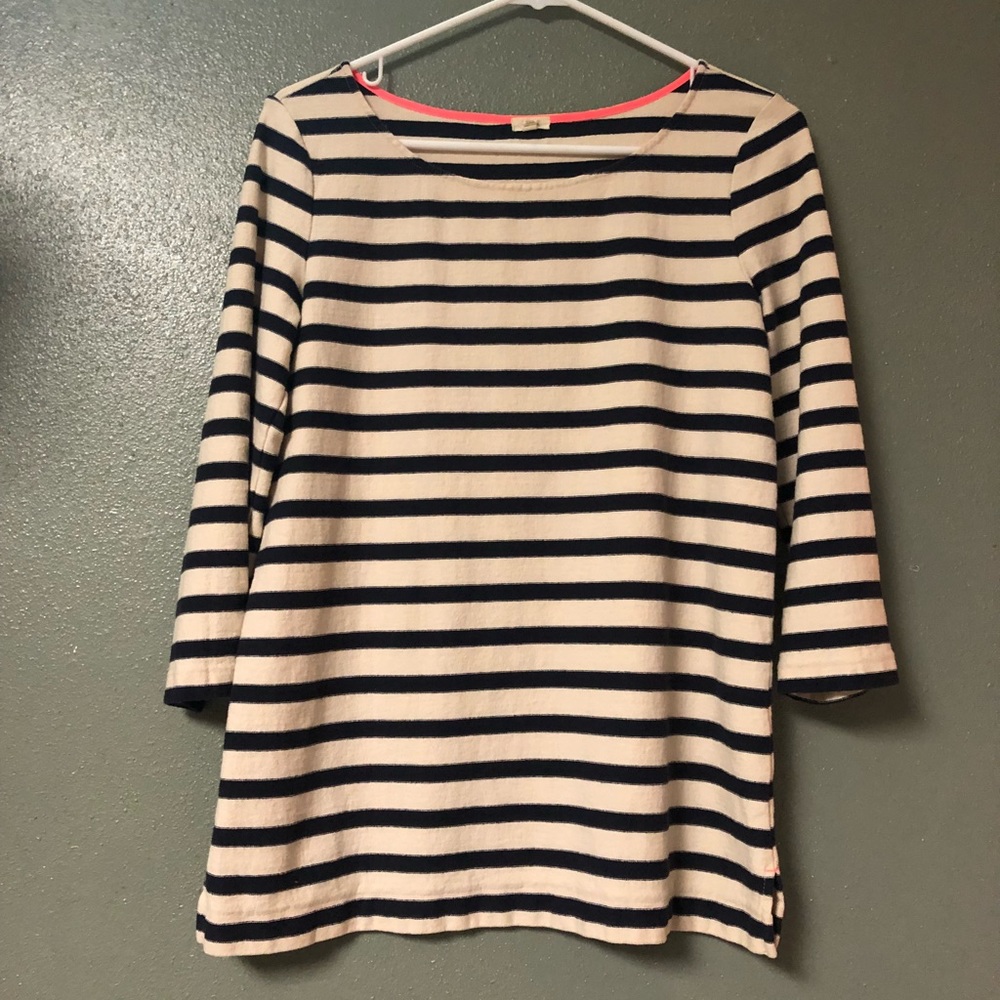 J. Crew Navy and Cream Striped Top